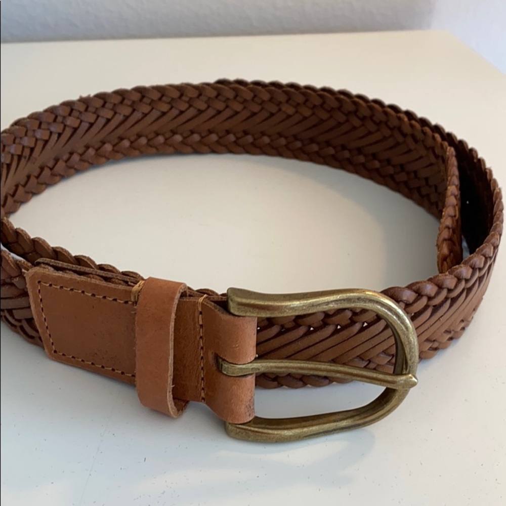 J. Crew 100% Leather Brown Woven Belt